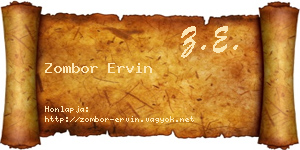 Zombor Ervin névjegykártya